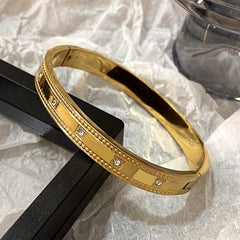 African Rhinestone Bracelet 18K Stainless Steel Bangle