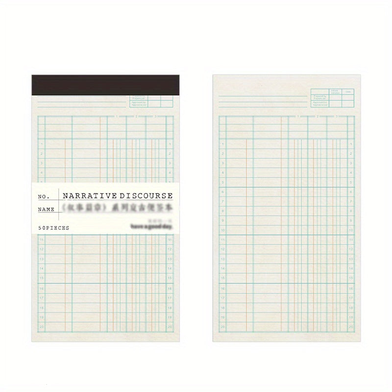 50PCS Retro Bill Memo Pad Narrative Chapter Series Material Decorative Paper