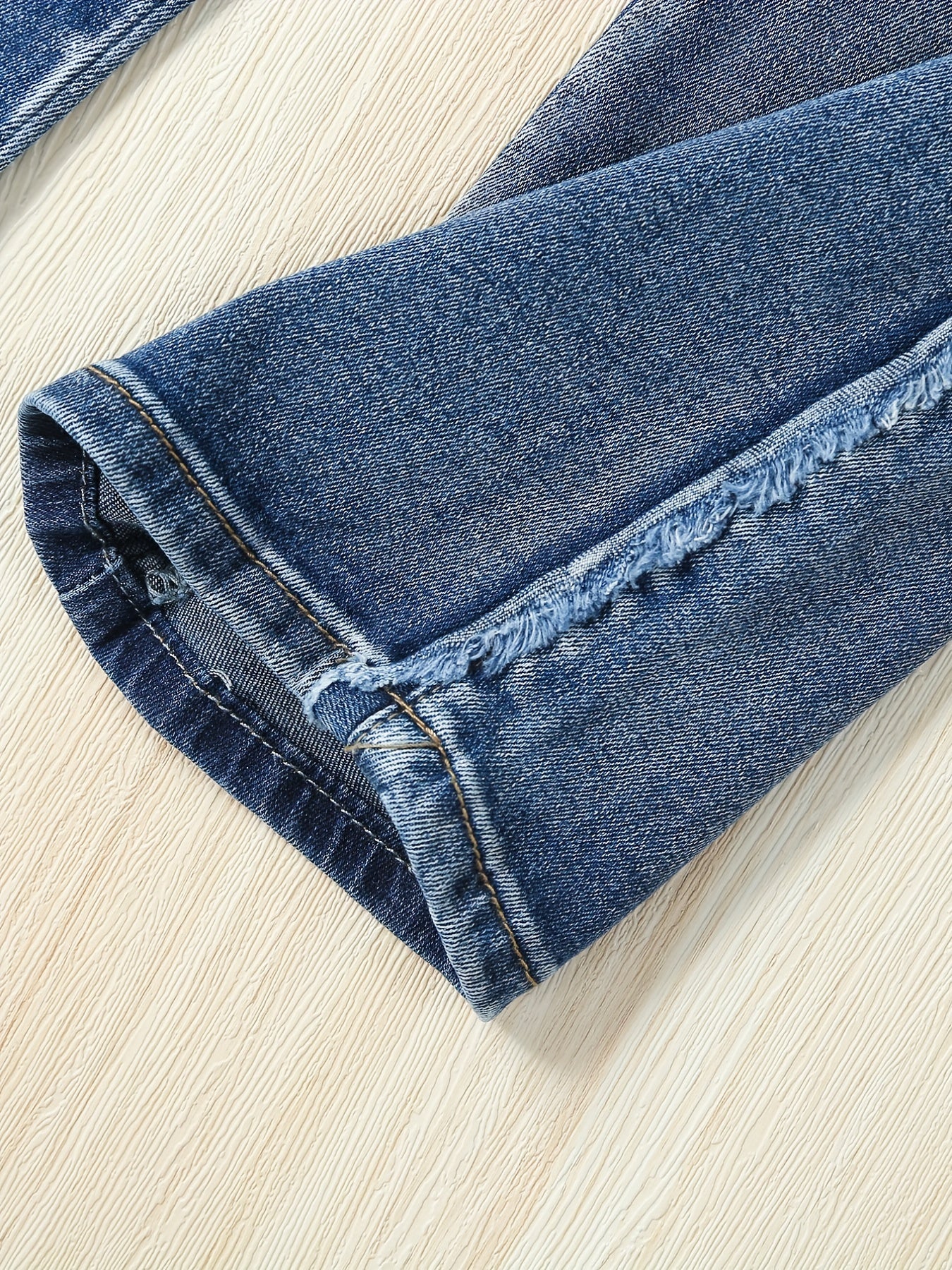 Girls' Raw Cut Skinny Jeans Stretchy Casual Street Tight Fit Denim Trousers