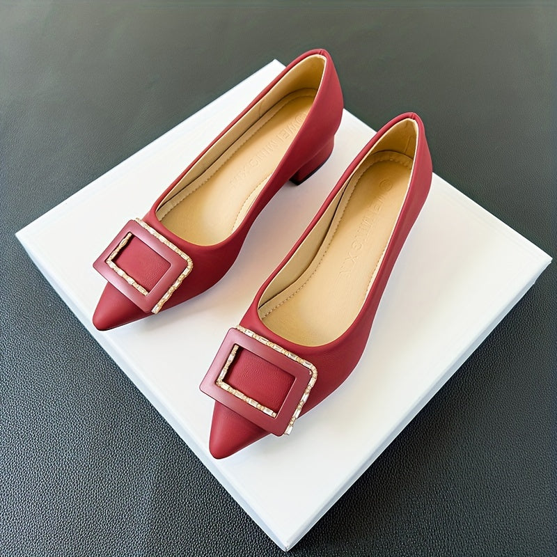 Metallic Decor Flat Shoes Slip On Point Toe Shallow Mouth Solid Soft Shoes