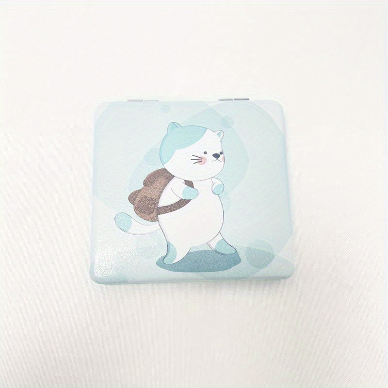 Cat Pattern Makeup Mirror Mini Compact Portable Pocket Mirror