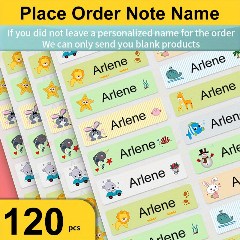 Custom Name Stickers Waterproof Labels Animal Tags Pack Of 120 180pcs