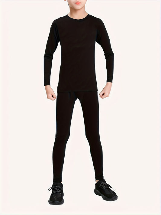 Boys Quick Dry Compression Set Long Sleeve Shirt Shorts Base Layer Pants