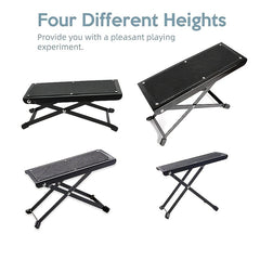 Guitar Foot Pedal Sturdy Metal Foot Rest 4 Gears High Low Non-slip