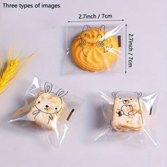 100 DIY Adorable Kittens Candy Bags Self adhesive Cookies Bread Decorative Bags