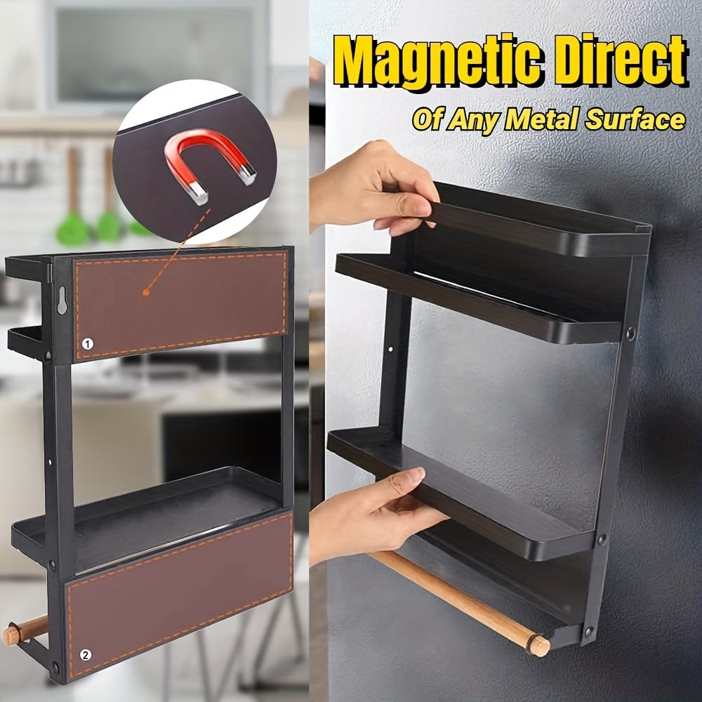 Magnetic Spice Rack and Paper Towel Holder for Kitchen Organization