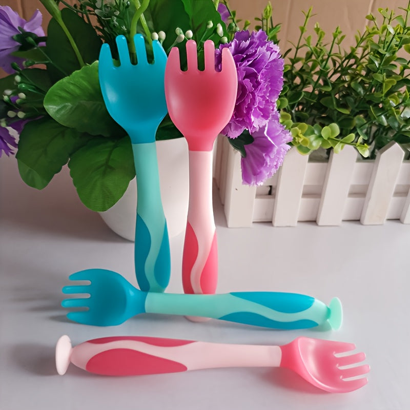 2pcs Baby Spoon Fork Set with Portable Box Heat Sensitive Cutlery