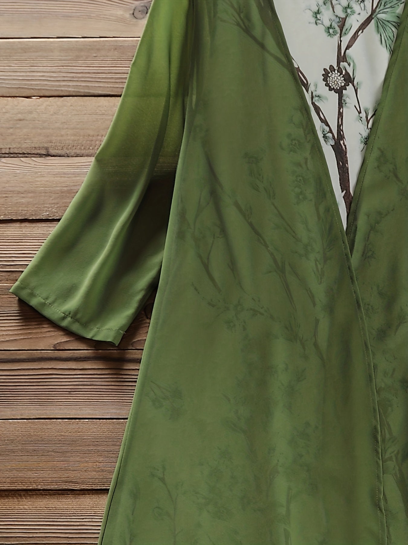  2-Piece Set: Solid Cover Up & Floral Print Tank Dress