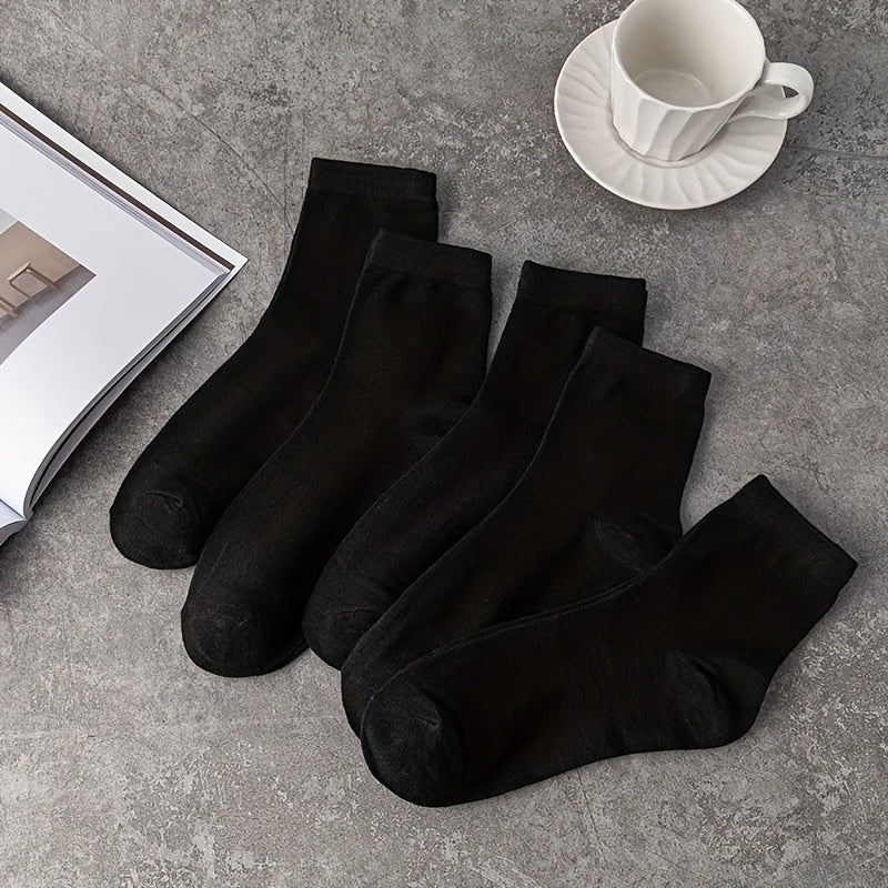 5 Pairs Solid Socks Comfy & Breathable All match Socks Women's Stockings