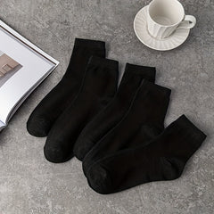 5 Pairs Solid Socks Comfy & Breathable All match Socks Women's Stockings