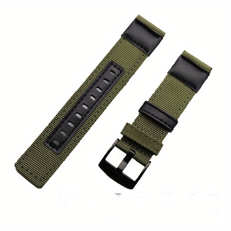 Canvas Nylon & Leather Watch Strap 20 22mm