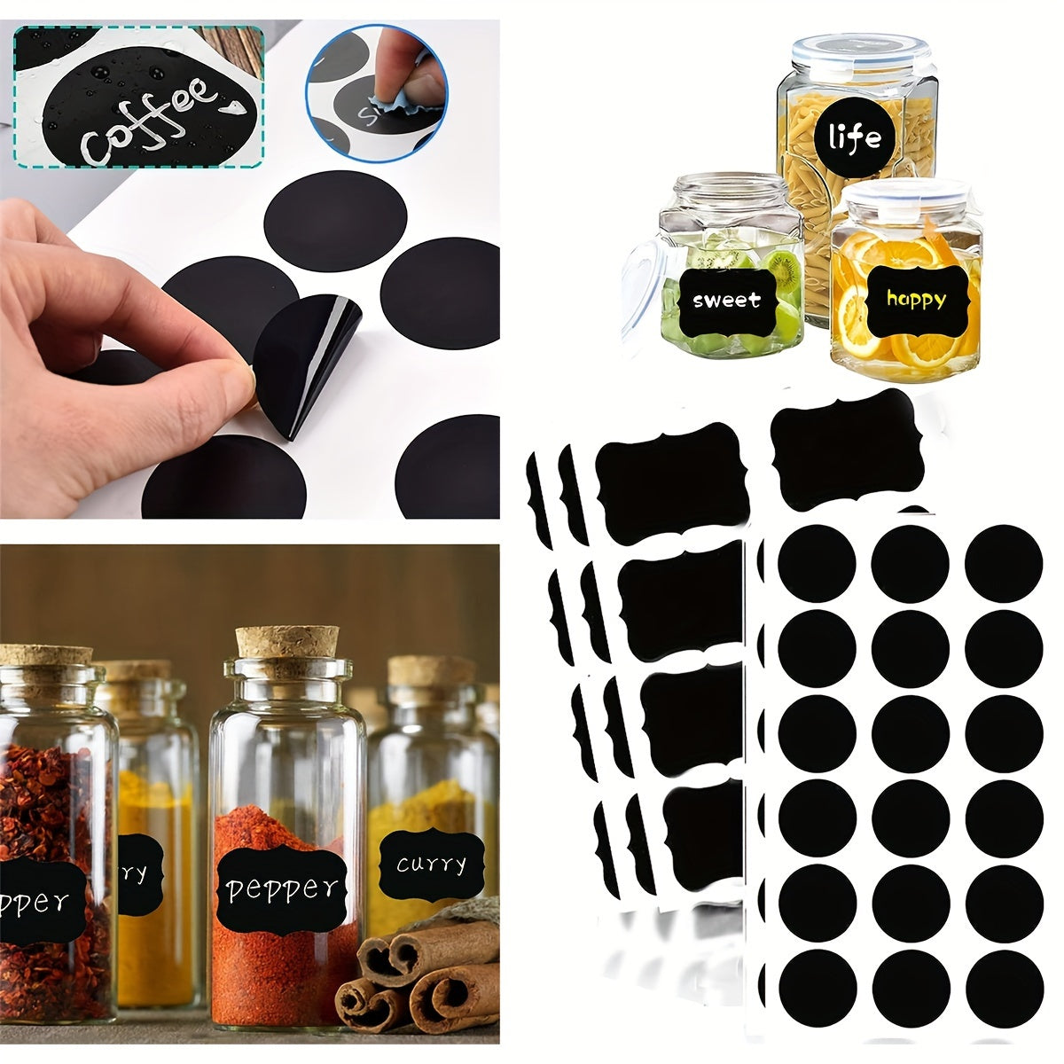 Geometric Circles Kitchen PVC Label Sticker Set