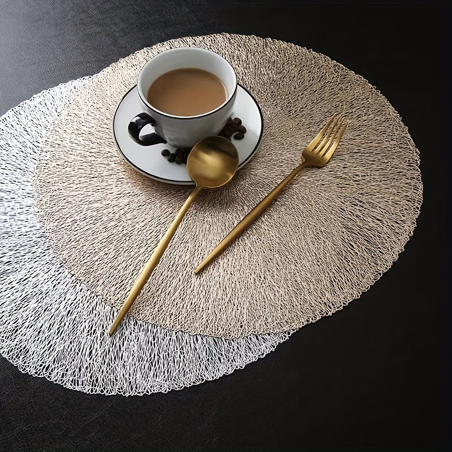 Plastic Placemats Western Food Mat Round Hollow Bronzing Dining Table Mat