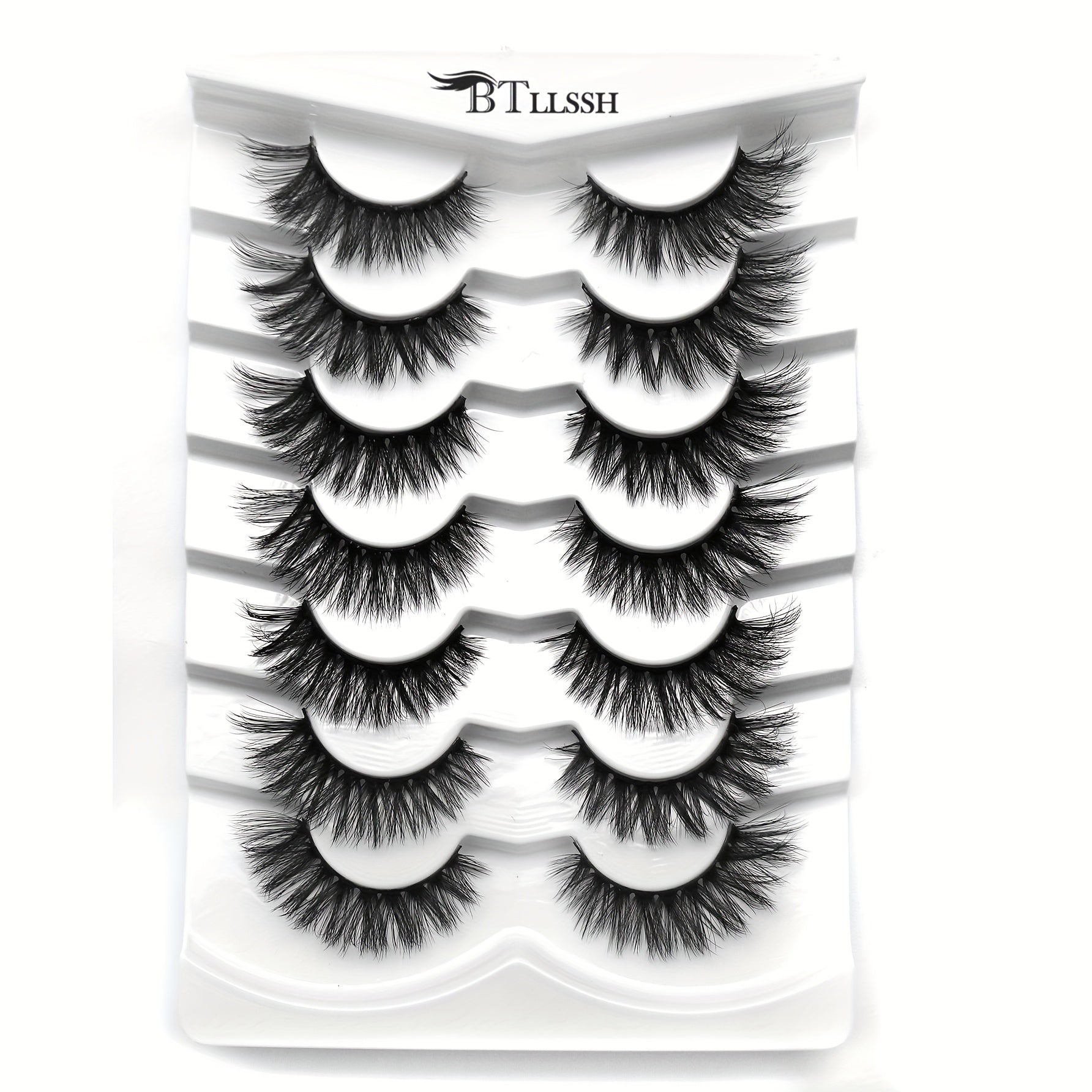7 Pairs Full Strip Thick Curling False Eyelashes 15mm Fluffy Wispy Daily Lashes