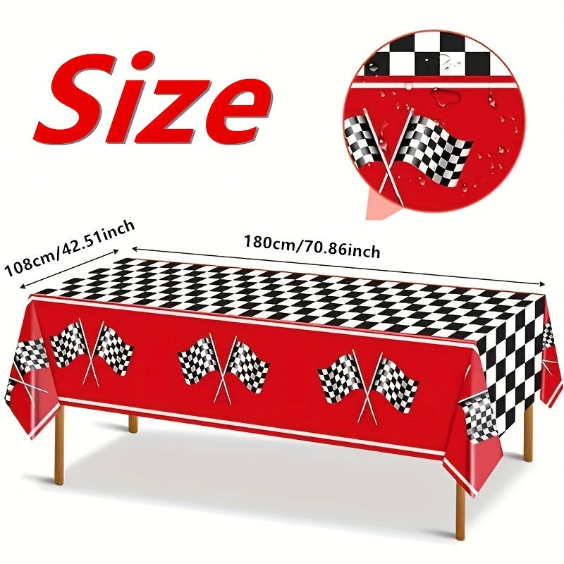 Racing Car Tablecloth & Plaid Rectangular Road Racetrack Tablecloth