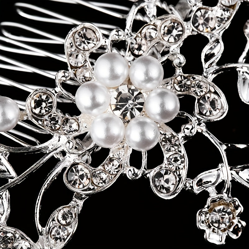 Bridal Rhinestone Hair Comb Faux Pearl Wedding Accessories