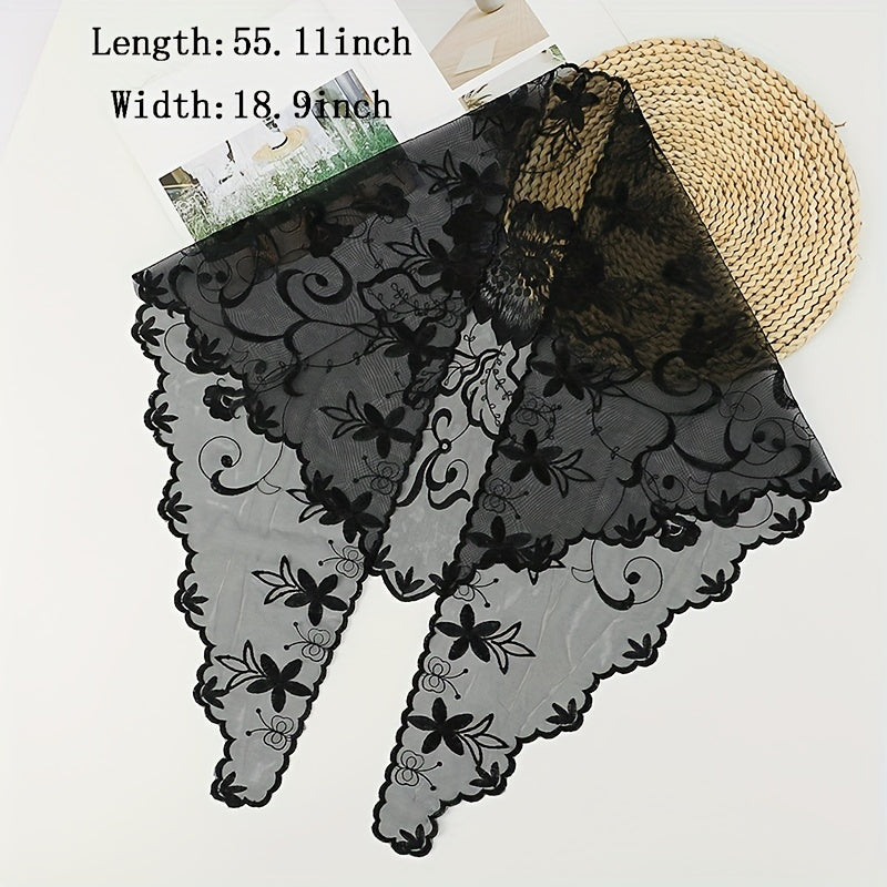 Lace Flower Embroidery Triangle Scarf Classic Church Head Veil