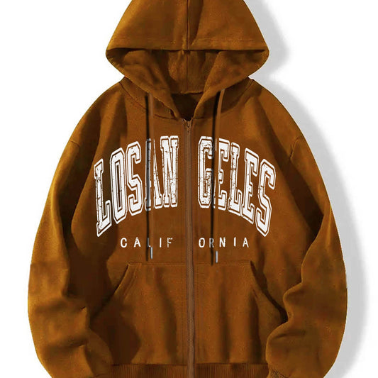 Graphic Casual Sports Hooded Sweatshirt Zipper Drawstring Hoodie