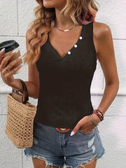 V Neck Eyelet Tank Top Casual Sleeveless Tank Top For Summer Women's Clothing