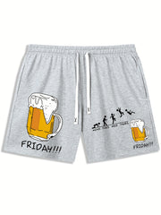 Beer Friday Pattern Casual Shorts for Summer