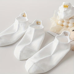 5 Pairs Embroidery Ankle & Low Cut Socks Women's Stockings