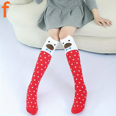 Cartoon Cat Print Knee High Stockings