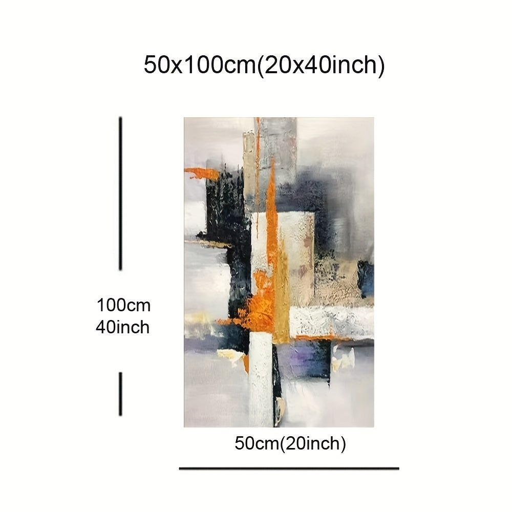 Hand Painted Canvas Abstract Painting Gray Yellow Theme