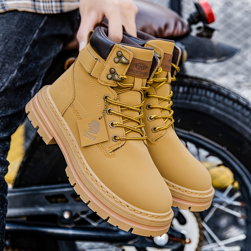 Men's Round Toe Lace up Boots for Winter
