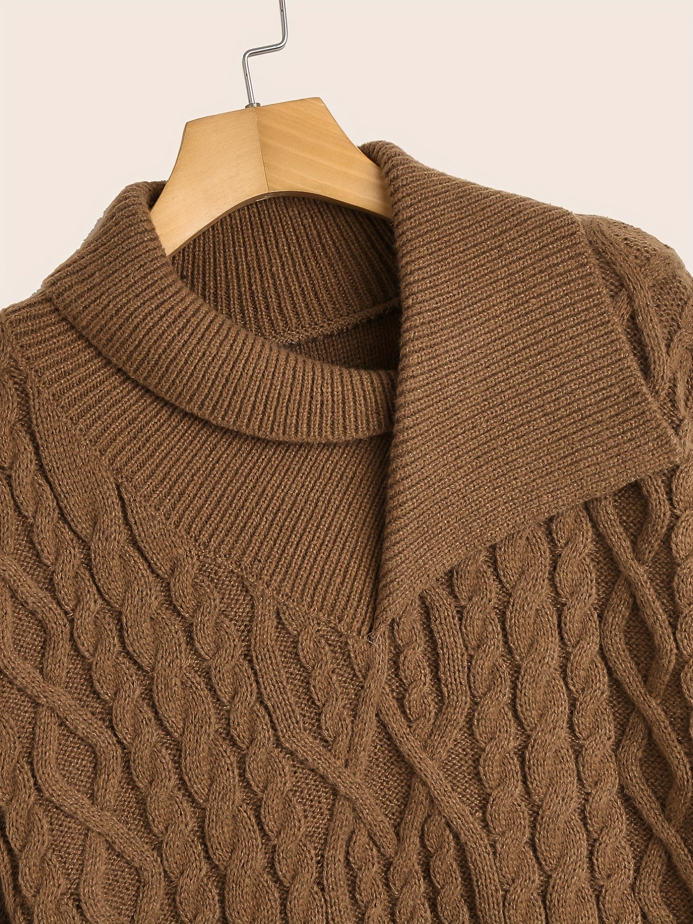 Men's Vertical Twist Texture Sweater Mid Stretch Irregular Collar Pullover