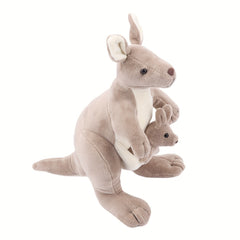 Plush Gray Kangaroo Toy - Realistic Stuffed Animal