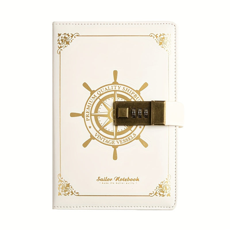 Sailor Style Retro Password Book PU Notebook With Lock Student Diary B6