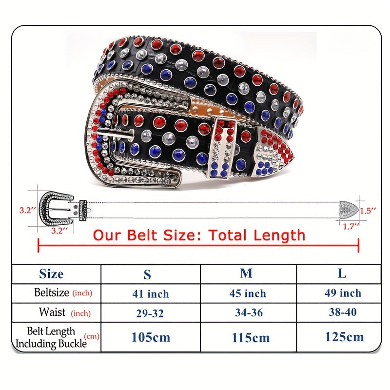 Studded Rhinestone Unisex Western Cowboy Belt