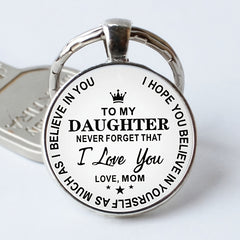 To My Daughter Stainless Steel Keychain Vintage Bag Charm