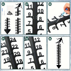 Courtyard Metal Snow Gauge Iron Snowfall Measuring Rod Christmas Gift