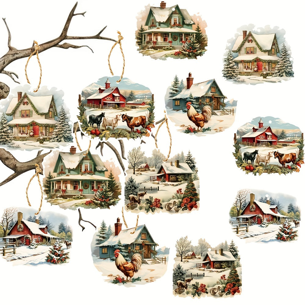 6pcs Christmas Farm Hanging Ornaments Xmas Tree Decorations