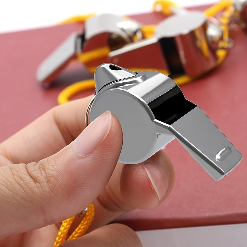 2pcs Stainless Steel Sports Whistle With Lanyard
