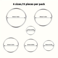 15pcs Metal O ring Keychain Bag Hanging Key Ring