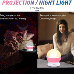 Kids Star Projector Night Light w/ Adjustable Colors & Timer Baby Moon Star Lamp