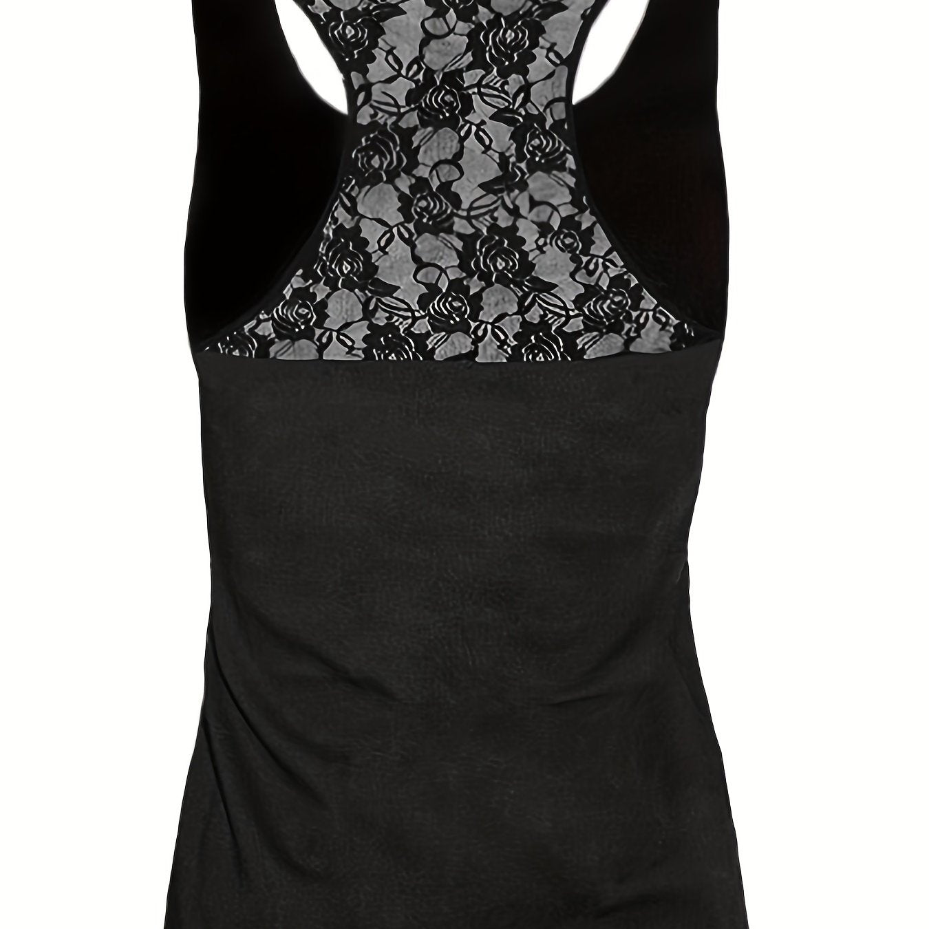 Lace Cross Print Tank Top Sleeveless Crew Neck Sexy Blouse