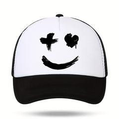 Unisex Expression Print Men's Outdoor Sun Hat Casual Net Trucker Hat