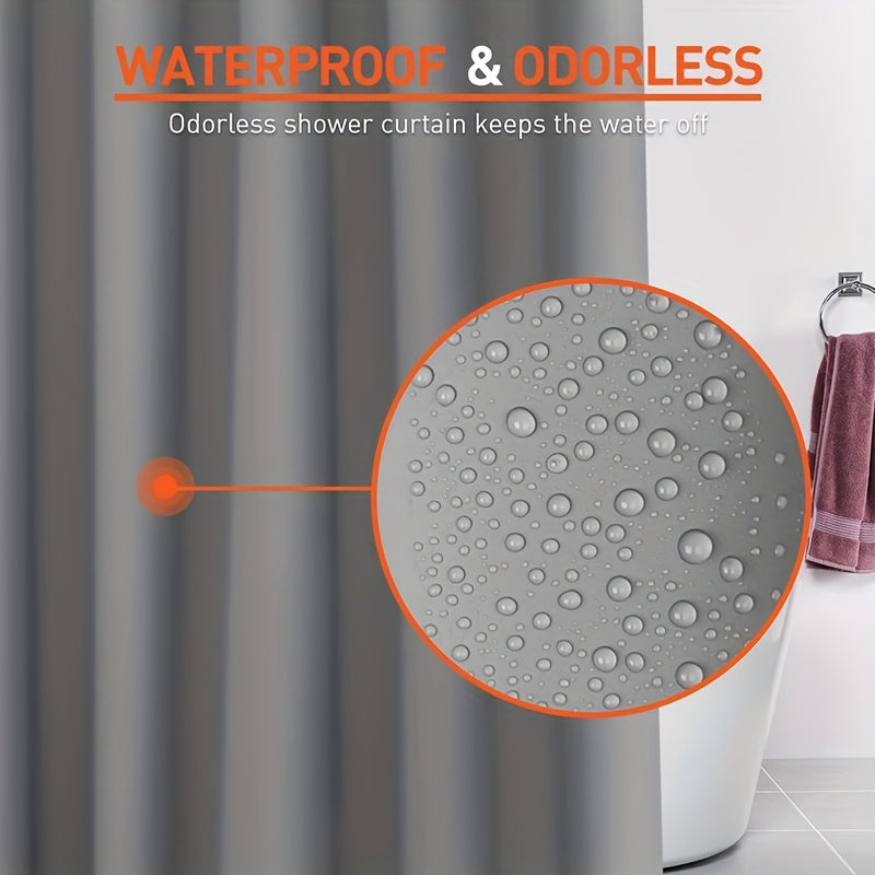 Gray PEVA Vinyl Shower Curtain Lining with Hooks