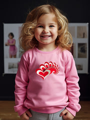 Love Heart Print Sweatshirt Girls Casual Graphic Crew Neck Pullover Sweatshirt