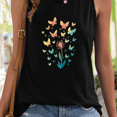 Dandelion & Butterfly Pattern Sports Vest Sleeveless Top Women's Activewear