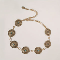 Turquoise Inlaid Waist Chain Western Tassel Belly Chain