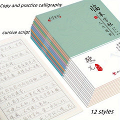 12pcs Steel Pen Copybook for Kids Calligraphy Practice Running Script Gift Set