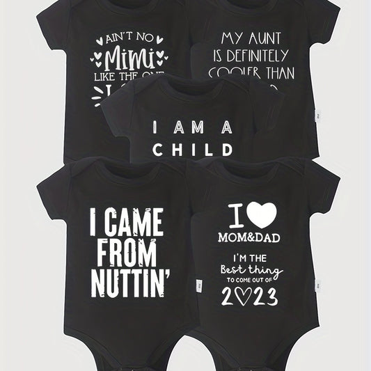 5pcs Baby Rompers LOVE MOM & DAD Newborn Short Sleeve Cotton Onesies