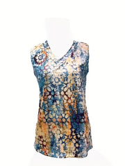 Graphic Print V Neck Tank Top for Summer