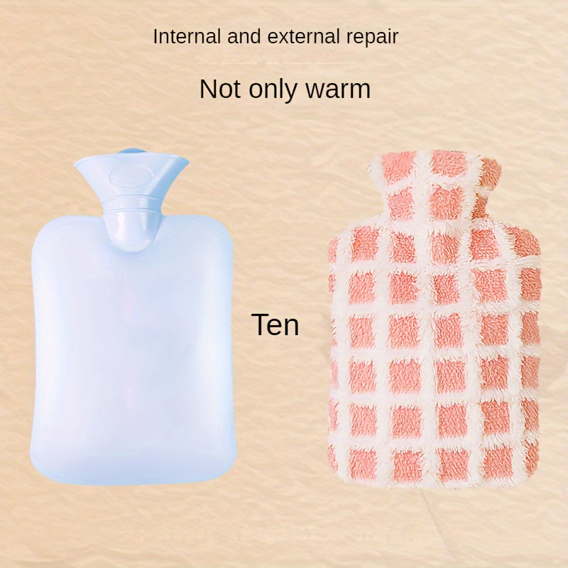 Plaid Cloth Cover Hot Water Bag Hand Warmer