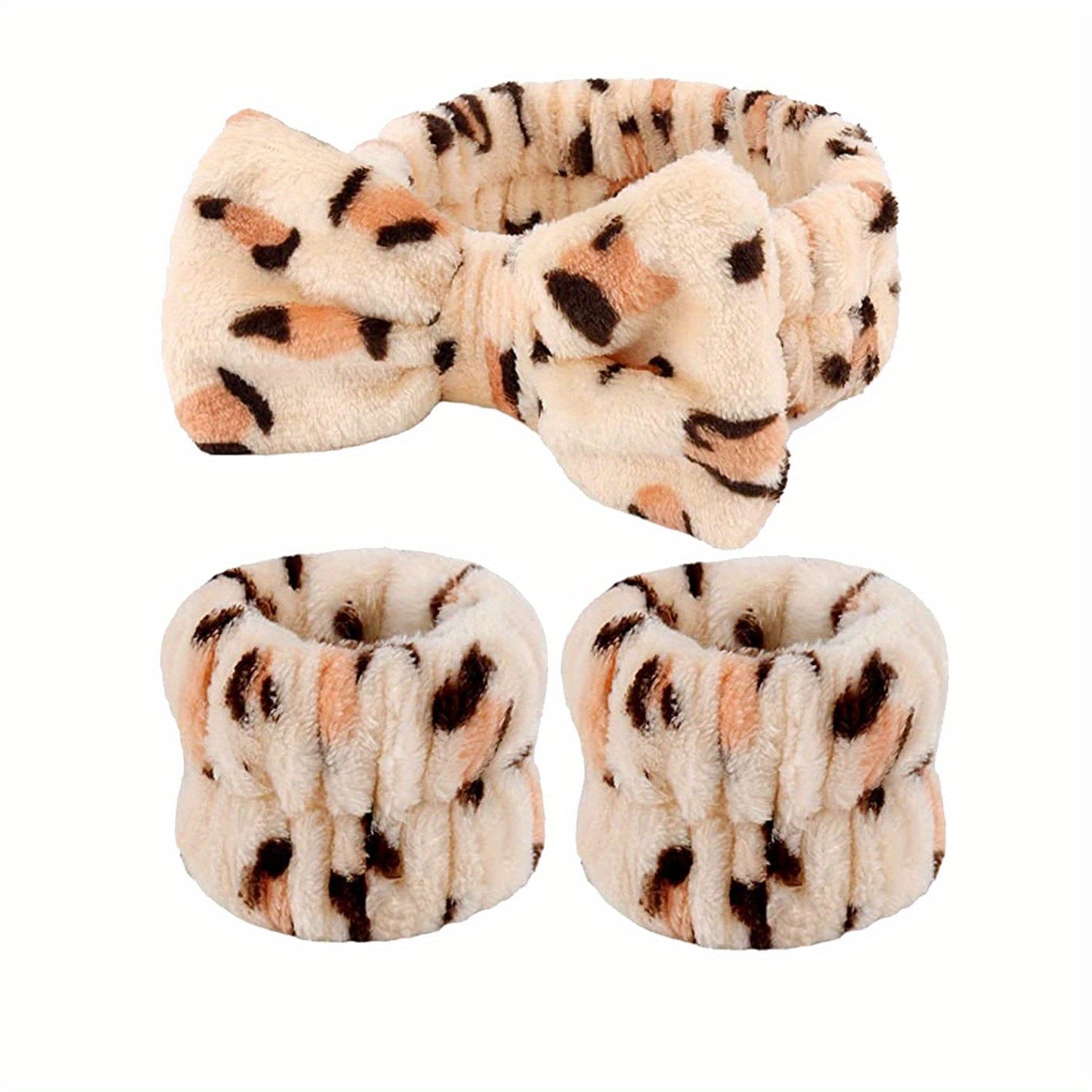 Leopard Pattern Headband & Wristband Set for Women Girls