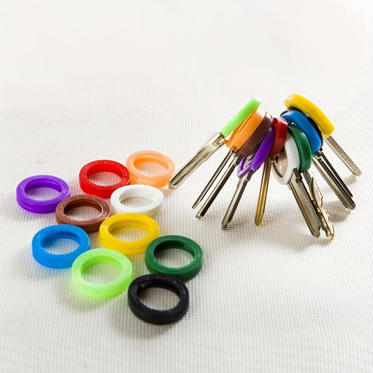 10pcs Silicone Key Cap Label Plastic Key Identification Rings